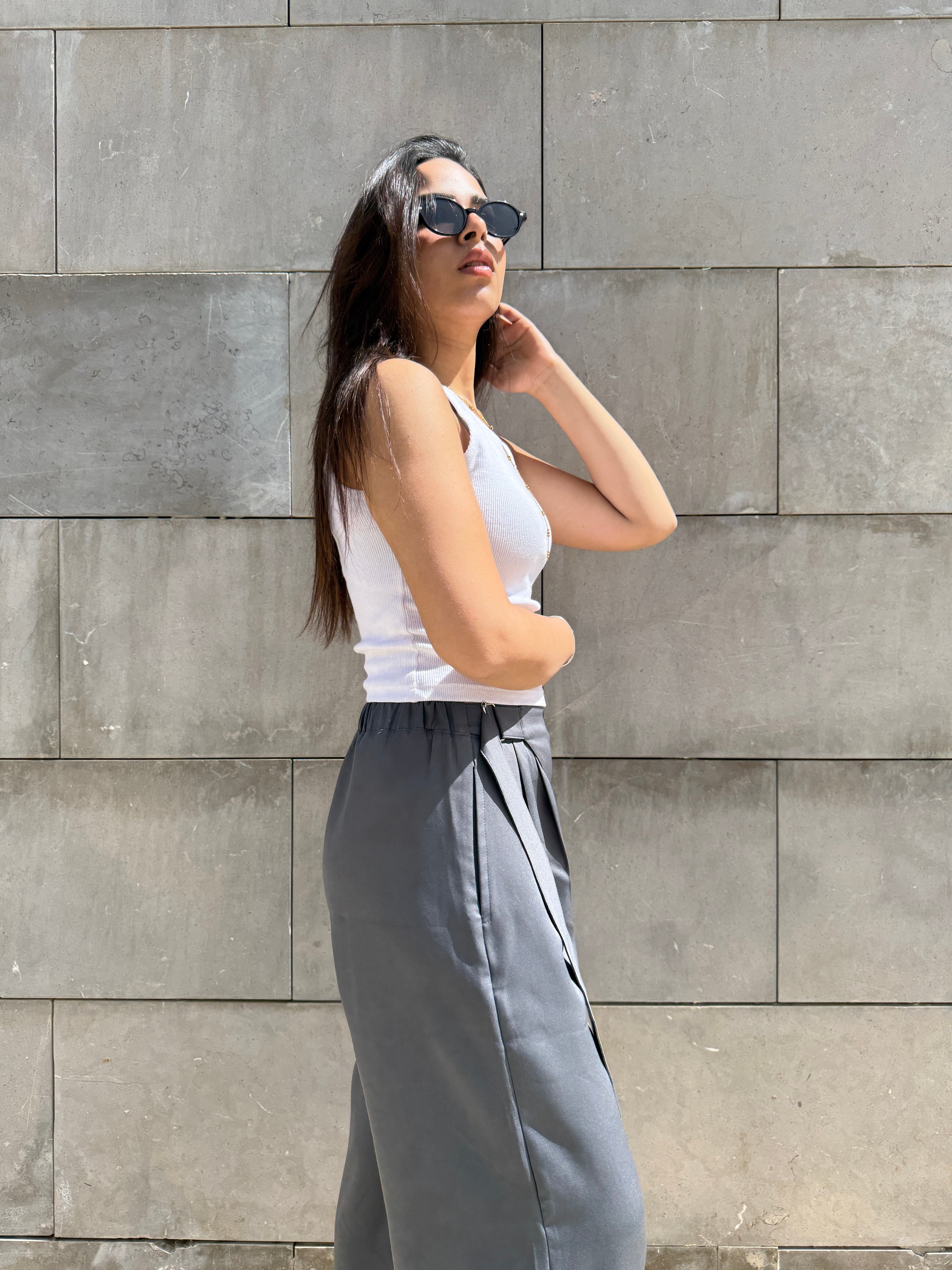 Flowy Wrap Pants - Dark Gray