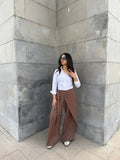 Flowy Wrap Pants - Cafe