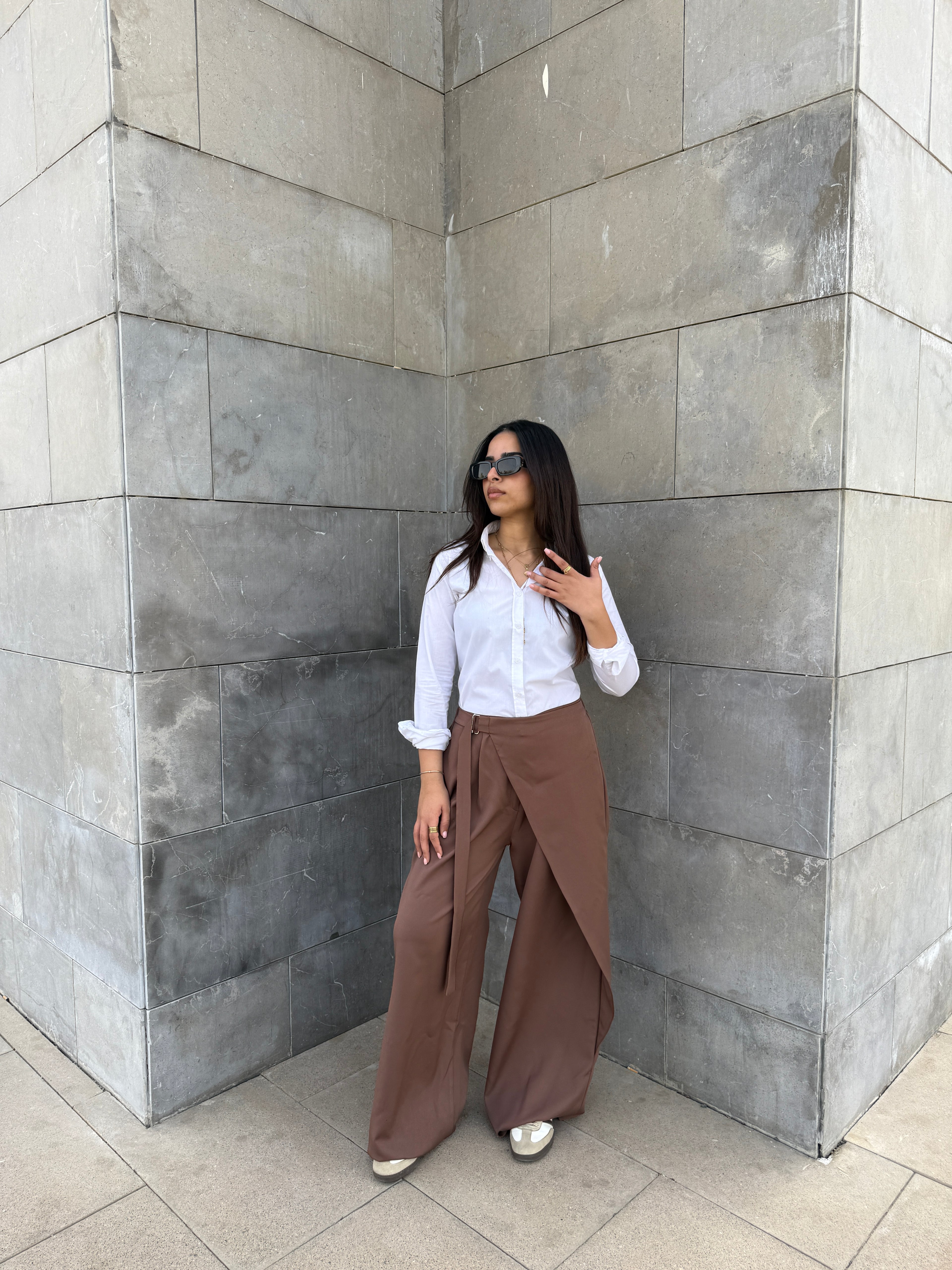 Flowy Wrap Pants - Cafe