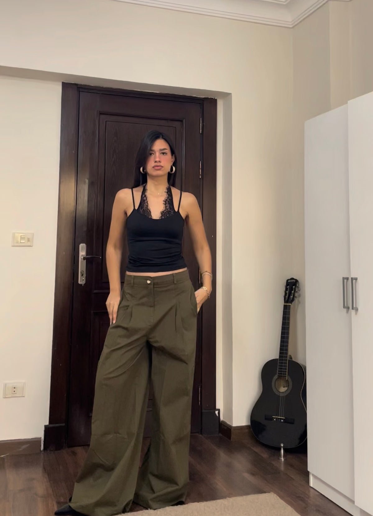 Cargo Wide-Leg Pants - Olive