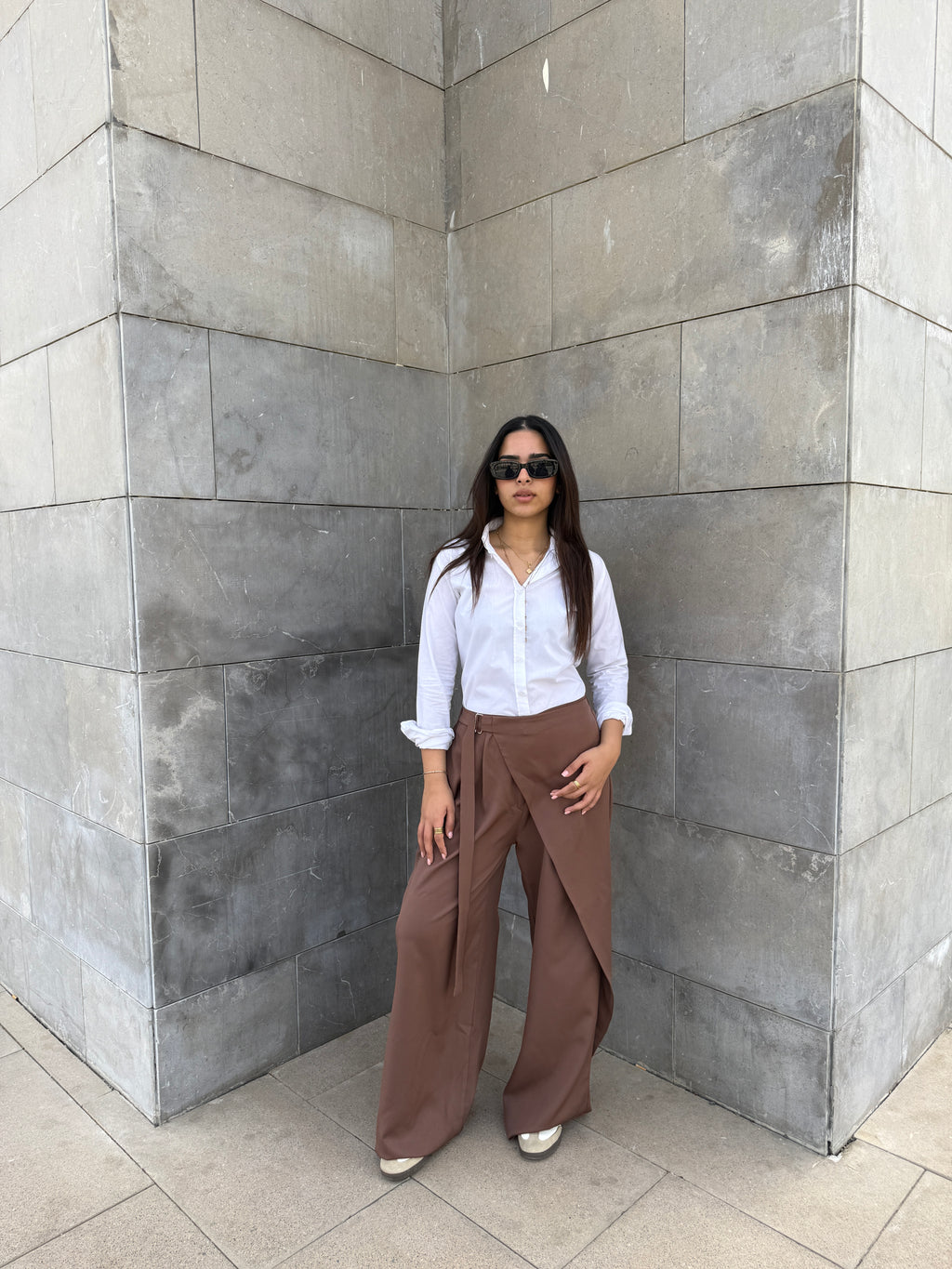 Flowy Wrap Pants - Cafe