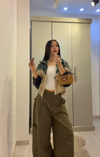 Cargo Wide-Leg Pants - Olive