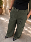 Cargo Wide-Leg Pants - Olive