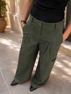 Cargo Wide-Leg Pants - Olive