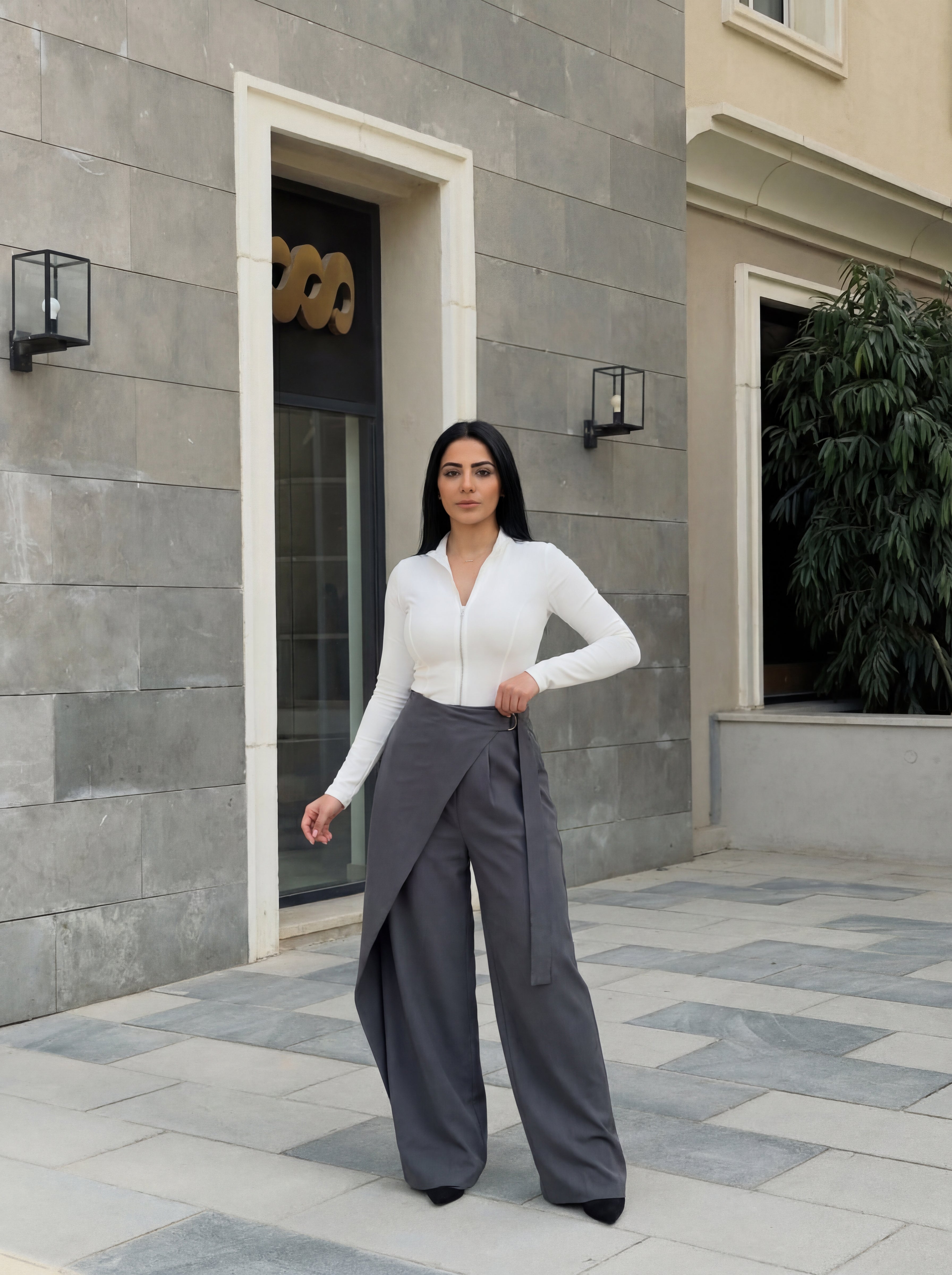 Flowy Wrap Pants - Dark Gray