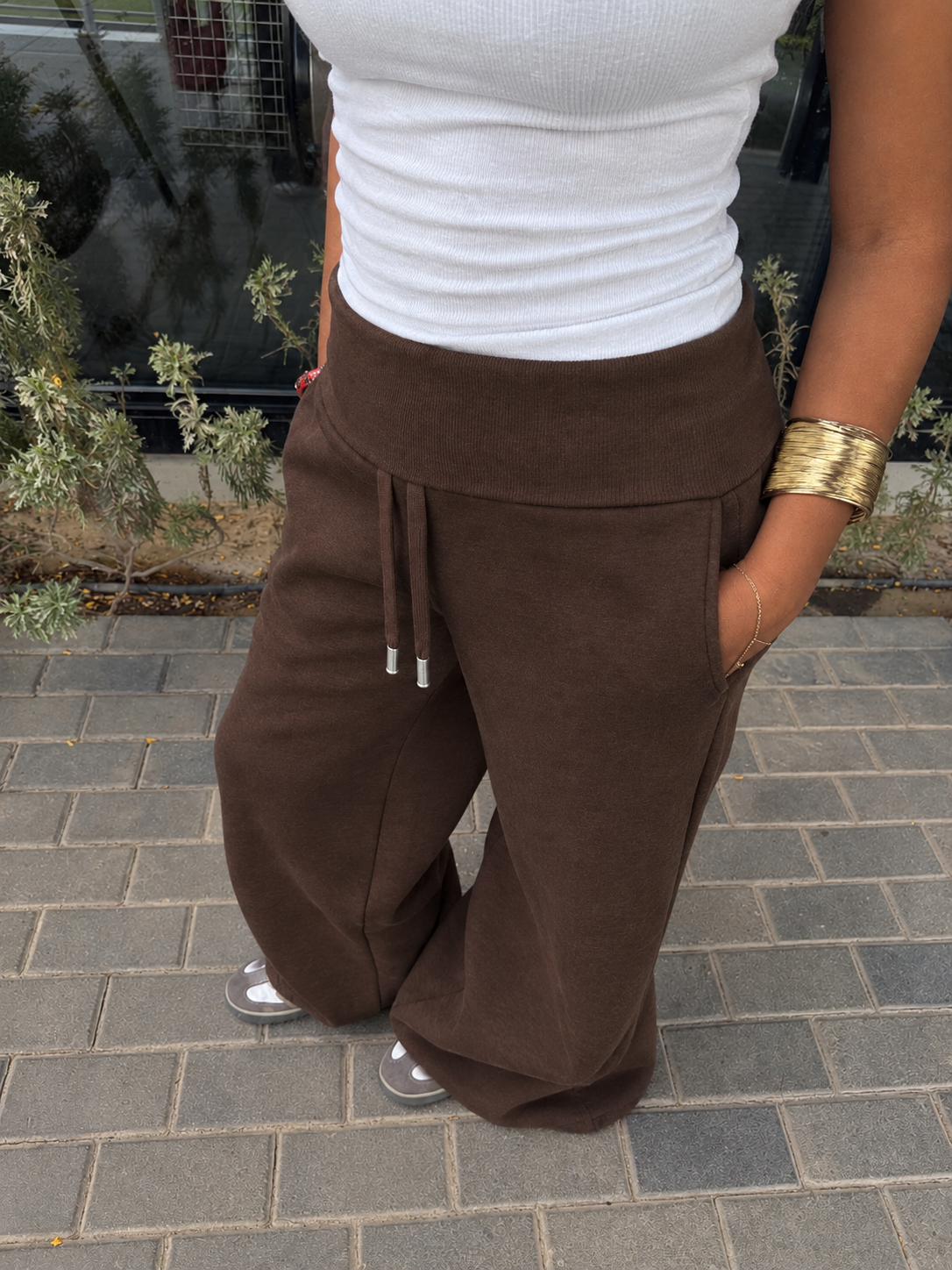 Fold Sweatpants -Brown