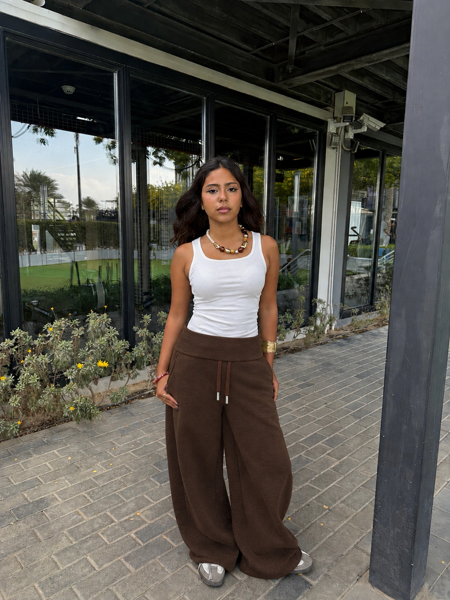Fold Sweatpants -Brown