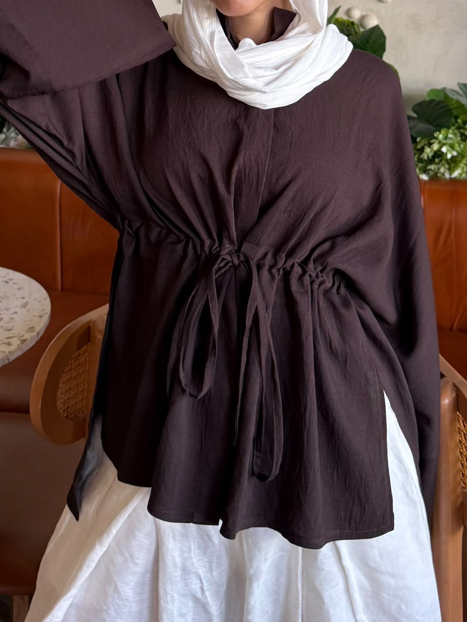 Luna Linen Blouse - Brown