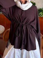 Luna Linen Blouse - Brown