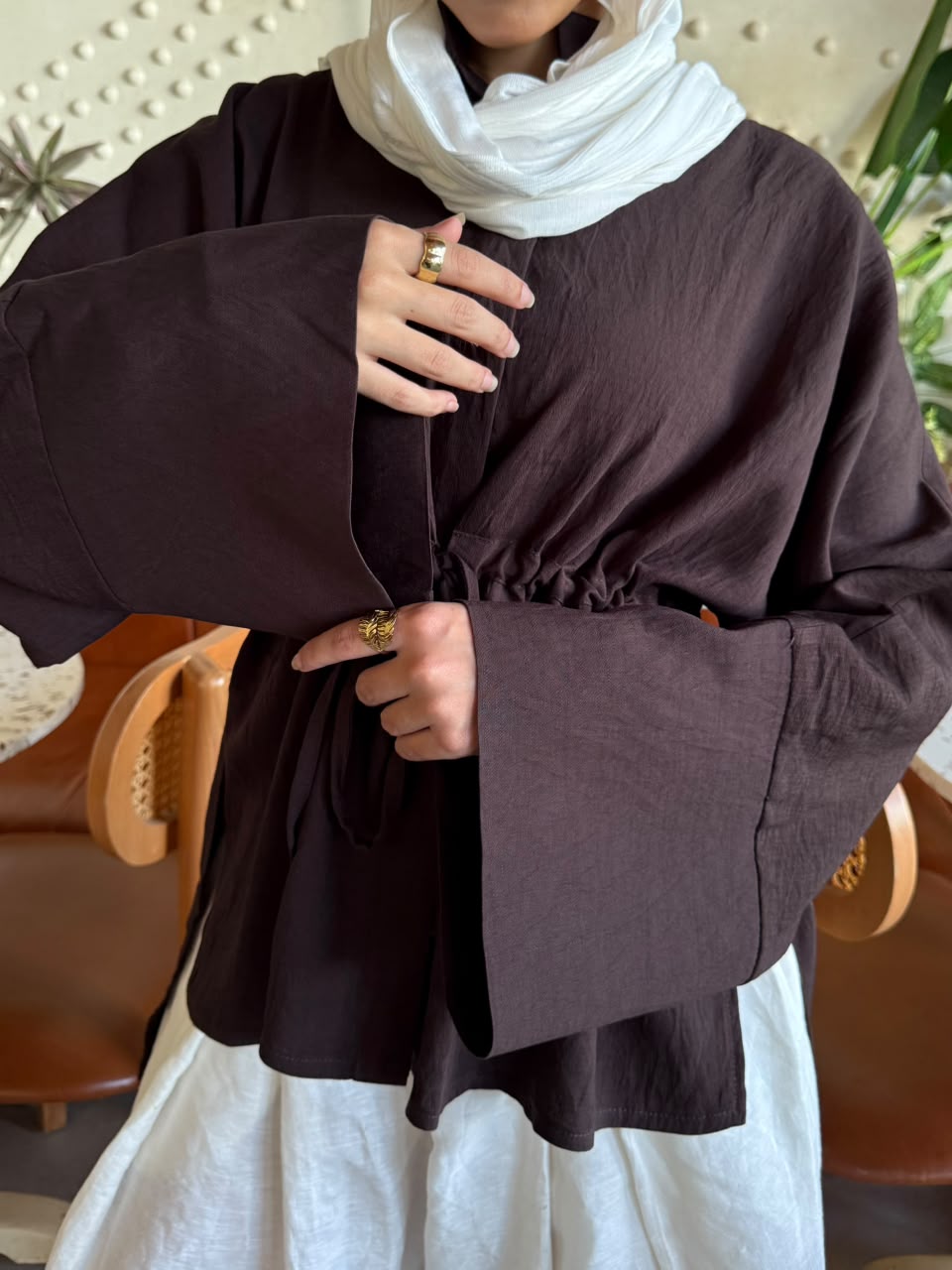 Luna Linen Blouse - Brown